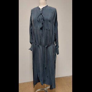 COS Dark Grey Silky Cupro L/S Shirtwaist Dress w/ties, Size: XS/S